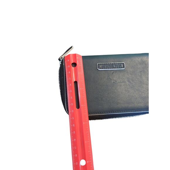 VERA BRADLEY Accordion Wallet Black Faux Leather Zip Around - Picture 6 of 6